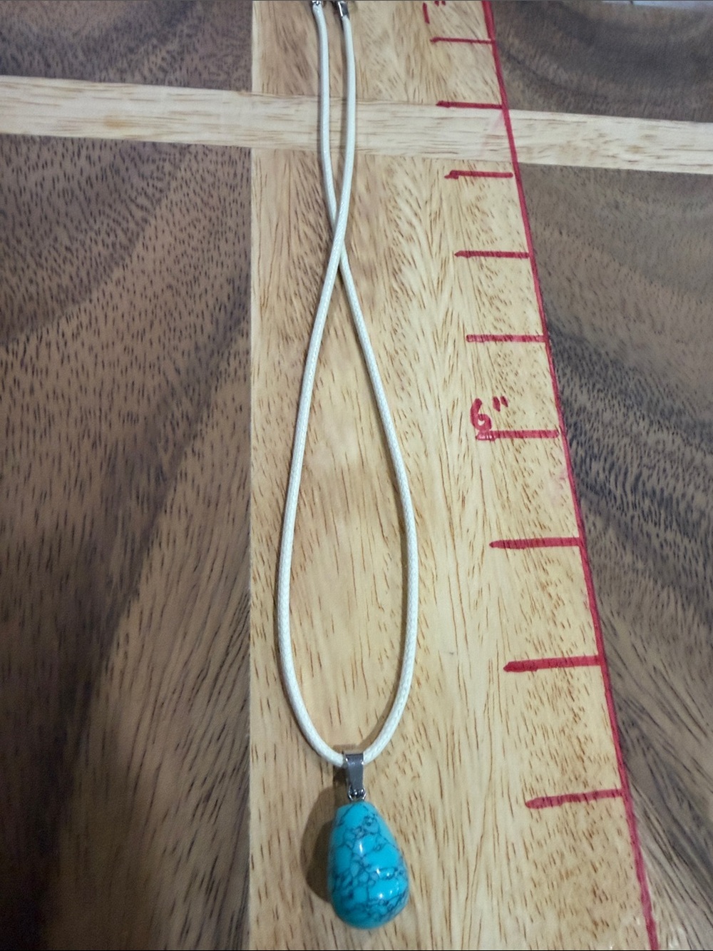 Turquoise Howlite Teardrop Pendant Necklace - Unbranded rope necklace